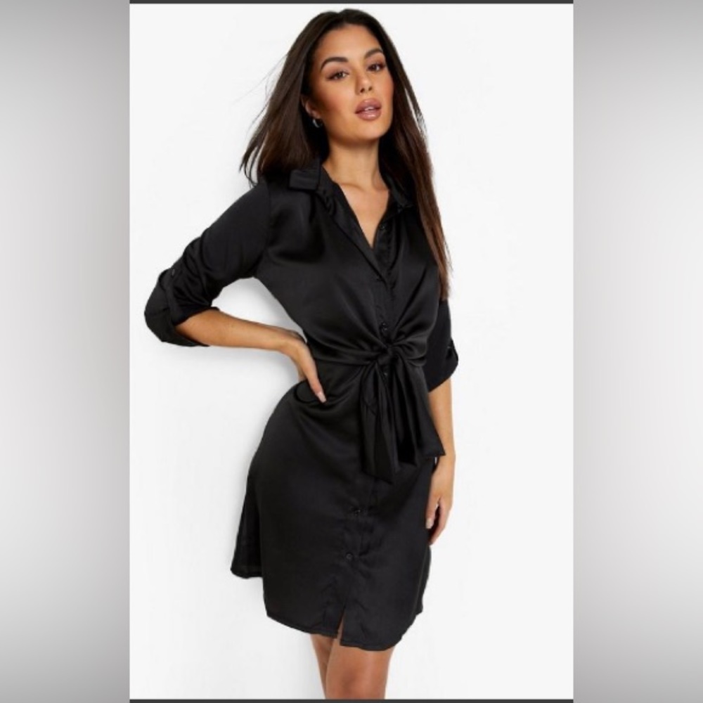NWT boohoo tie dress satin